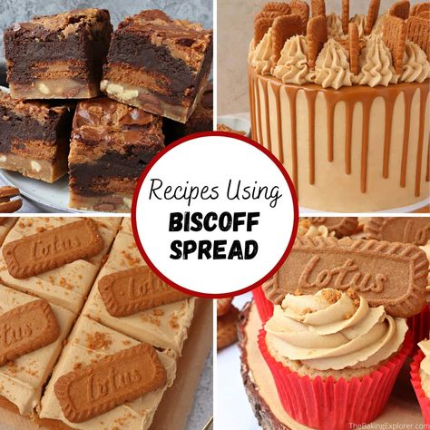 A collection of delicious recipes using Biscoff Spread! Includes everything from easy no bake treats to showstopping cakes! #thebakingexplorer #biscoff #lotusbiscoffspread #cookiebutter #lotusbiscoff Biscoff Spread Recipes, Easy No Bake Treats, Traybake Cake, Dairy Free Cupcakes, Biscoff Recipes, Biscoff Cake, Banana Sandwich, Uk Food, Biscoff Spread