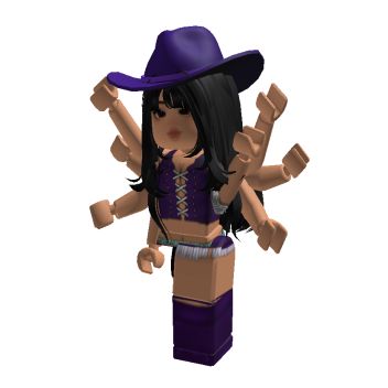 Korblox Roblox Outfits, One Piece Roblox Avatar, Korblox Outfits, Roblox Avatar Blocky, Nico Robin Outfits Inspired, Robin One Piece Outfit, Nico Robin Outfits, Nico Robin Cowboy Hat, Roblox Emo Blocky Fits