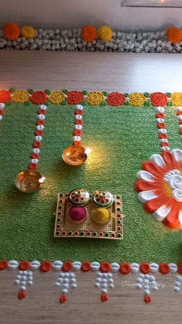 Navratri Special Rangoli, Small Rangoli Designs, Diwali Special Rangoli, Rangoli Designs Easy, Rangoli Diwali, Rangoli Simple, Big Rangoli, Daily Rangoli, Special Rangoli