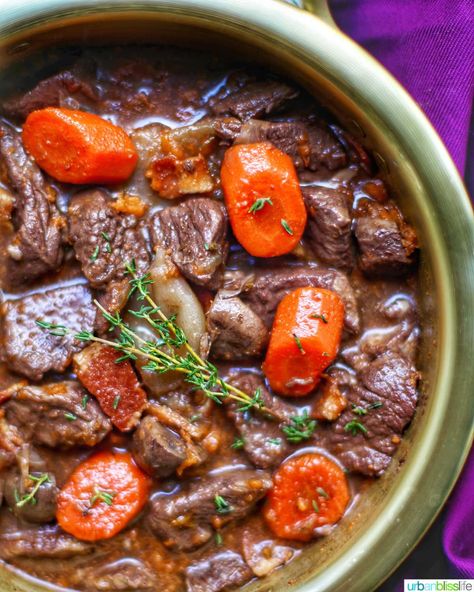 bowl of beef bourguignon French Beef Bourguignon, Best Brisket, Leftover Beef, Classic French Dishes, Pot Beef Stew, French Dishes, French Cooking, Beef Recipes For Dinner, Beef Brisket