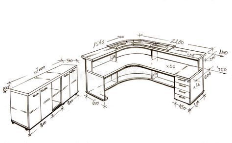 Modern interior design freehand drawing. vector illustration Counter Drawing, Reception Desk Drawing, Orthographic Drawing, Bar Counter Design, Reception Desk Design, Freehand Drawing, Staff Room, Reception Counter, Drawing Vector