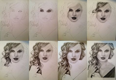 Taylor Swift step-by-step by Toxxicc on DeviantArt Taylor Swift Drawing Ideas, Pencil Sketches Of Faces, Painting Tutorial Step By Step, Taylor Swift Drawing, Drawing Ideas Easy, Easy Drawings For Beginners, Pattern Coloring Pages, Drawing Step, Face Sketch