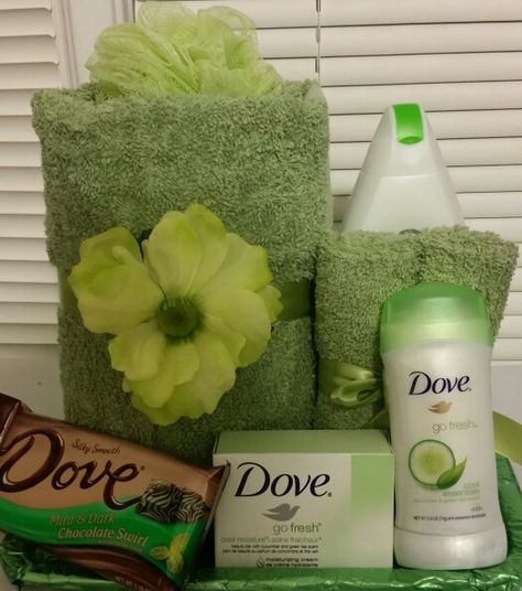 Mother's day basket  $25.00 Cucumber Green Tea, Mothers Day Baskets, Spa Basket, Towel Cakes, Christmas Gifts For Teen Girls, Gift Baskets For Women, Themed Gift Baskets, Spa Gift Basket, Diy Gift Baskets