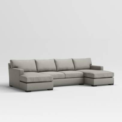 Axis 3-Piece Sectional | Crate and Barrel Small Space Sectional Sofa, Small Space Sectional, 3 Piece Sectional Sofa, Sectional Sofa With Chaise, Sofas For Small Spaces, Double Chaise Sectional, Sofa Review, Armless Loveseat, 3 Piece Sectional