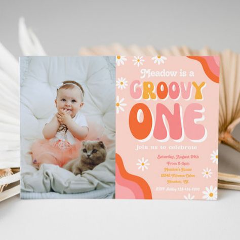 Groovy One First Birthday Invitation Groovy One #zazzle #weddinginvitations #birthdayinvitations #babyshowerinvitations #zazzleinvitations #monogram #businesscards #graduation #homedecor Groovy 1st Birthday, Groovy One First Birthday, Retro Invitation, Groovy One, Rainbow First Birthday, First Birthday Party Themes, Retro Birthday, Birthday Supplies, First Birthday Invitations