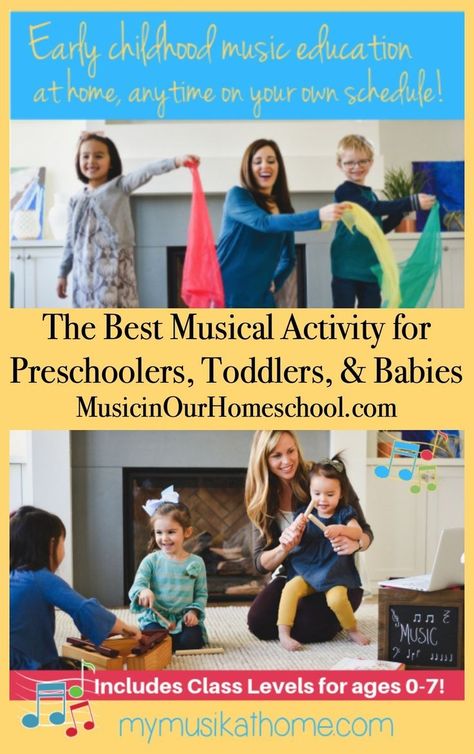 The Best Musical Activity for Preschoolers, Toddlers, & Babies. Musik at Home has Mommy & Me classes you can do in the comfort of your own home! #musicinourhomeschool #homeschoolmusic #musiceducation #musicforpreschoolers Homeschool Music Curriculum, Movement Preschool, Music For Toddlers, Activity For Preschoolers, Homeschool Music, Family Music, Music Curriculum, Music Lesson Plans, Preschool Music