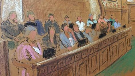 An artist's rendering of the Tsarnaev jury in federal court. (Sketch credit: Jane Rosenberg) Court Sketch Artist, Courtroom Sketch Drawings, Court Room Drawing, Courtroom Drawing, Courtroom Artist, Courtroom Art, Court Drawing, Court Illustration, Room Sketch