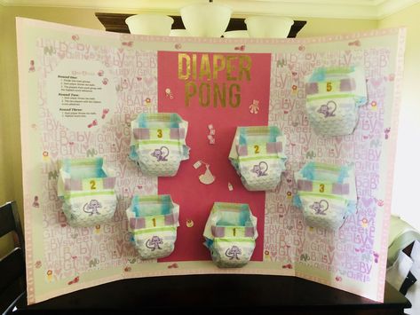 Diaper Pong Baby Shower Game Diaper Pong Baby Shower Game, Diaper Pong, Cake For Baby Shower, Pamper Cake, Cake For Baby, Modern Baby Shower Games, Baby Shower Games Unique, Creative Baby Shower