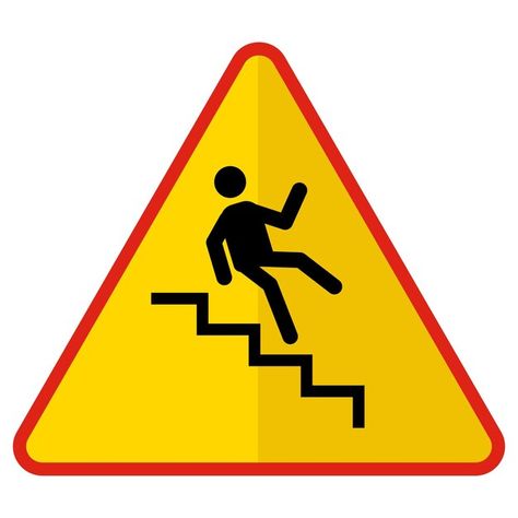 Slippery Stairs, Red Yellow, Graphic Resources, Stairs, Yellow, Red