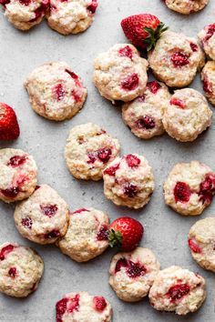 These strawberry biscuit cookies are like homemade biscuits and soft sugar cookies combined. Filled with real strawberries and a buttery flaky texture they're topped with crunchy sparkling sugar and sweet strawberry icing. Easy cookie recipe on sallysbakingaddiction.com  These strawberry biscuit cookies are like homemade biscuits and soft sugar cookies combined. Filled with real strawberries and a buttery flaky texture they're topped with crunchy sparkling sugar and sweet strawberry icing. Easy Double Strawberry Sugar Cookies, Soft Strawberry Aesthetic, Valentine's Goodies, Strawberry Sugar Cookies, Easy Cookie Recipe, Strawberry Icing, Halloween Food Dinner, Halloween Food Appetizers, Savoury Biscuits