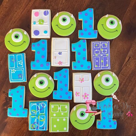 Monsters Inc Birthday Cookies, Monsters Inc Sugar Cookies, Monsters Inc Cookies Decorated, Monsters Inc Birthday Party Ideas 2nd, Monsters Inc Cookies, Monster Ink, Monsters Inc Baby Shower, Monsters Inc Baby, Angelina Fibres