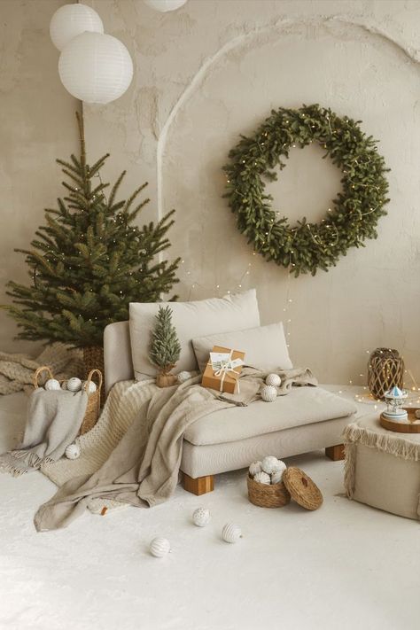 A Cozy Natural Linen Blanket Throw Christmas Mini Shoot, Christmas Corner, Home Neutral, Linen Blanket, Christmas Reading, Color Decor, Christmas Portraits, Christmas Shoot, Waffle Blanket