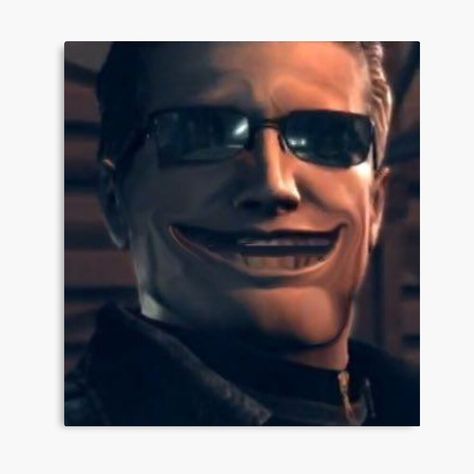 Get my art printed on awesome products. Support me at Redbubble #RBandME: https://www.redbubble.com/i/canvas-print/Zombie-Man-Meme-Smile-Romantic-Albert-Wesker-RE5-by-Neesu/164907085.5Y5V7?asc=u Albert Wesker Funny, Resident Evil Reaction Pic, Albert Wesker Icons, Valentine Memes, Evil Meme, Resident Evil Wesker, Kaido One Piece, Man Meme, Zombie Man