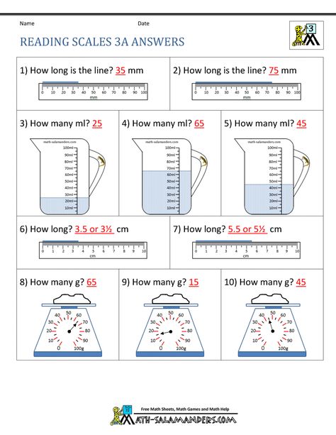 Read a range of scales going up in 10s, with amounts halfway between two readings. Measurement Third Grade, Capacity Worksheets, Volume Worksheets, Third Grade Math Worksheets, 5th Grade Worksheets, Measurement Worksheets, Math Practice Worksheets, Free Printable Math Worksheets, 4th Grade Math Worksheets