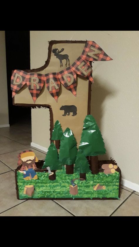 One Happy Camper Pinata, Camping Pinata, Happy Camper Birthday Party, Birthday Pinata, Camping Birthday Party, Camping Birthday, Baby Boy 1st Birthday, Forest Theme, Happy Camper