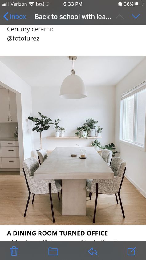 Concrete Dining Room, Grey Dining Room Table, Wall Dining Table, Hall Designs, Hall Ideas, Grey Dining Tables, Apartment Dining Room, Garden Magic, Modern Living Room Interior