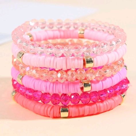 6pc Barbiecore Pink Glass Beads Bracelet Stack- Nwt A Variation Of Pinks Can Be Worn Together Or Separate Top Rated Poshmark Ambassador Ships Next Business Day Smoke Free Home Pet Friendly Beads Bracelet Stack, Glass Beads Bracelet, Memory Wire Wrap Bracelets, Bracelet Inspo, Healing Gemstone Bracelets, Pretty Jewelry Necklaces, Bracelets Diy, Wire Wrapped Bracelet, Glass Beaded Bracelets