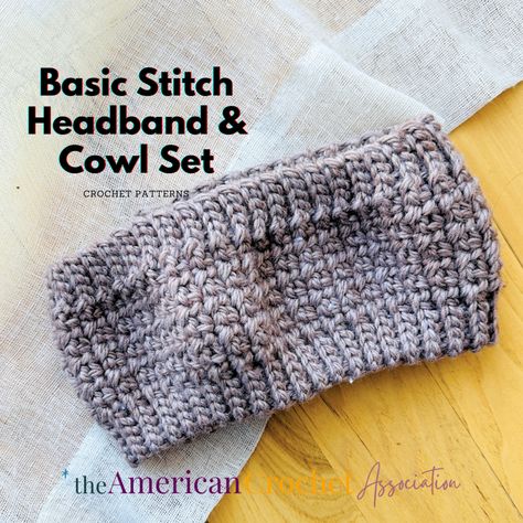 One Piece Bulky Yarn Crochet Headband and Cowl Pattern | American Crochet Association Easy Crochet Washcloth, Crochet Ear Warmer Free Pattern, Chunky Yarn Crochet Pattern, Bulky Yarn Crochet, Ear Warmer Pattern, Chunky Crochet Blanket Pattern, Crochet Washcloth Pattern, Crochet Men, Chunky Crochet Blanket