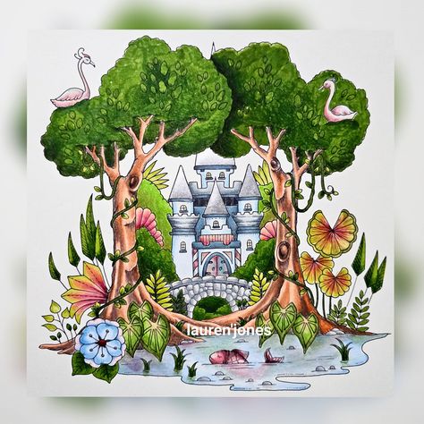 Magical Jungle Coloring Book Finished, Johanna Basford Magical Worlds, Magical Worlds Johanna Basford, Joanna Basford Coloring, Colouring Ideas, Joanna Basford, Coloring Book Ideas, Johanna Basford Coloring Book, Small Victories