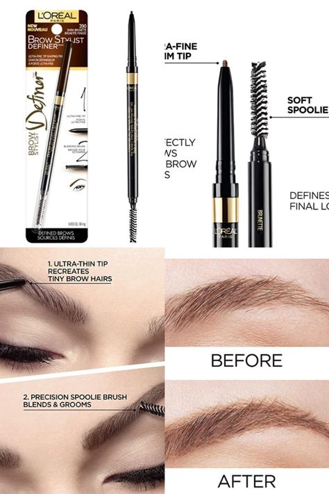 Loreal Eyebrow Pencil, Paris Makeup, Brow Stylist, Waterproof Eyebrow Pencil, Dark Brunette, Waterproof Eyebrow, Mechanical Pencil, Brow Makeup, Amazon Products