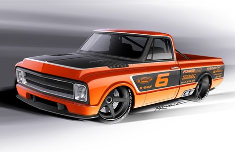 Orange Rush | Ragle Design 67 72 Chevy Truck, 72 Chevy Truck, Muscle Truck, C10 Chevy Truck, Custom Chevy Trucks, C10 Trucks, Rat Fink, Hot Rod Trucks, Foose