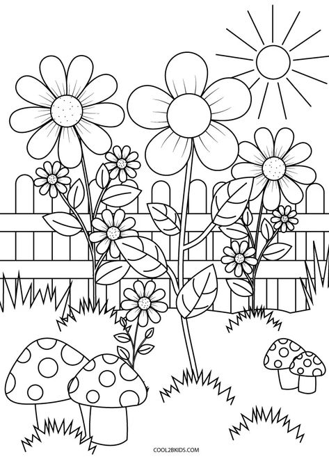 coloring pages aesthetic Gardening Coloring Pages For Kids, Flower Garden Drawing Simple, Garden Drawing For Kids, Drawing Of Garden, Flowers Drawing For Kids, Gardening Coloring Pages, Flower Colouring Pages, Flower Garden Drawing, Spring Coloring Sheets