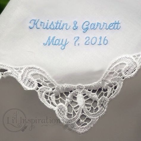 Embroidered Hankerchief Wedding, Bride Something Blue, Something Blue For Bride, Wedding Hankerchief, Personalized Handkerchief Wedding, Blue Bride, Lace Handkerchief, Wedding Hankies, Embroidered Handkerchief