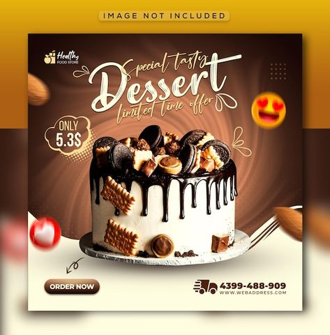 Special delicious dessert social media i... | Premium Psd #Freepik #psd #banner Dessert Ads Design, Cake Social Media Design, Crossfit Wallpaper, Healthy Food Store, Dessert Design, Food Mockup, Creative Advertising Design, Social Post, Social Media Poster