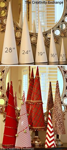 template for 5 sizes of craft cones that are used to make sturdy cones out of rolled poster board Cone Template, Christmas Cones, Cone Christmas Trees, Christmas Tree Crafts, Wedding Tables, Tree Crafts, Noel Christmas, Diy Christmas Tree, Christmas Deco