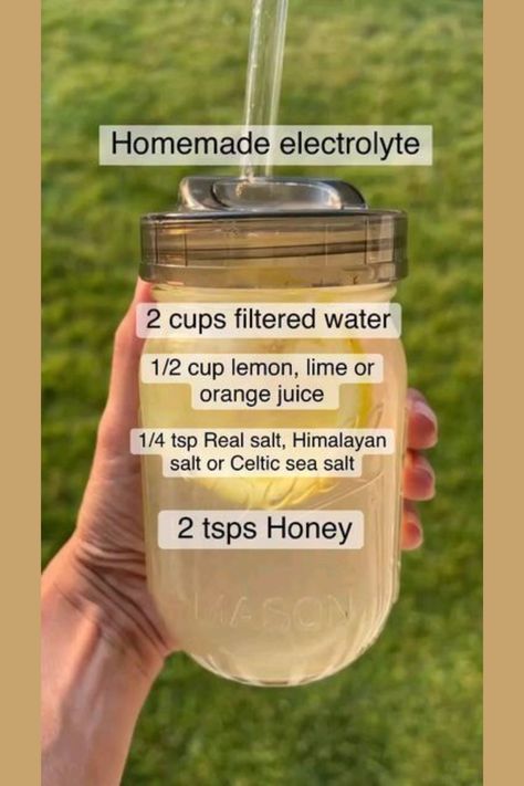 💧 Stay refreshed with this homemade electrolyte drink! 🥤 Perfect for hydration and energy after workouts or on hot days. Made with simple ingredients for a natural boost! #ElectrolyteDrink #DIYHydration #HealthyLiving #NaturalElectrolytes #HydrateNaturally #FitnessFuel #WorkoutRecovery #StayHydrated #HealthyRecipes #CleanEating Fun Drink Ideas, Homemade Energy Drink, Electrolyte Drink Recipe, Homemade Electrolyte Drink, Protein Drink Recipes, Keto Electrolytes, Electrolyte Water, Natural Electrolytes, Celtic Sea Salt