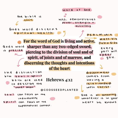 God’s promise… 👉🏼 *“For the word of God is alive and active. Sharper than any double-edged sword, it penetrates even to dividing soul and spirit, joints and marrow; it judges the thoughts and attitudes of the heart.” - Hebrews 4:12* Relying on God 👉🏼 involves immersing ourselves in His Word daily. By doing so, we allow His truth to shape our thoughts, refine our hearts, and guide our actions. Anything else to add 👉🏼 Let the Word of God be your constant companion and counselor. It has the po... Hebrew 6:19, Hebrews 12:28-29, Hebrews 4:12, Relying On God, Hebrews 4, Journal Bible Quotes, Soul And Spirit, Journal Bible, Bible Study Tips