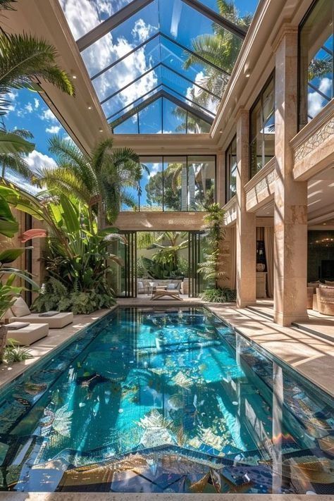 Celebrity Home, Indoor Swimming Pool Design, Indoor Pools, Indoor Swimming Pool, Dream Life House, Appartement Design, التصميم الخارجي للمنزل, Dream Pools, Bathroom Decor Ideas