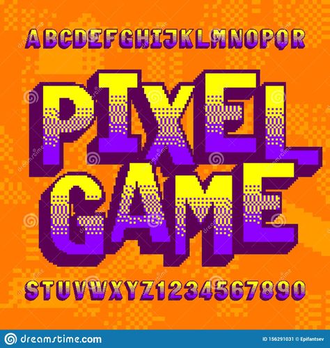 Video Game Typography, Pixel Design Graphic, Pixel Numbers, Video Game Graphic Design, Pixel Graphic Design, Pixel Typography, Pixel Letters, Pixel Art Logo, Pixel Text