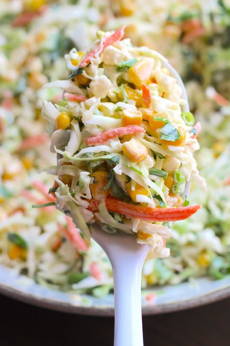 Spicy Corn Slaw | 12 Tomatoes Mexican Corn Slaw Recipe, Spicy Corn Slaw, Mexican Corn Coleslaw 12 Tomatoes, Corn Slaw, Ww Salads, Salad Board, Vegetable Casseroles, Cold Salads, Recipes Salads