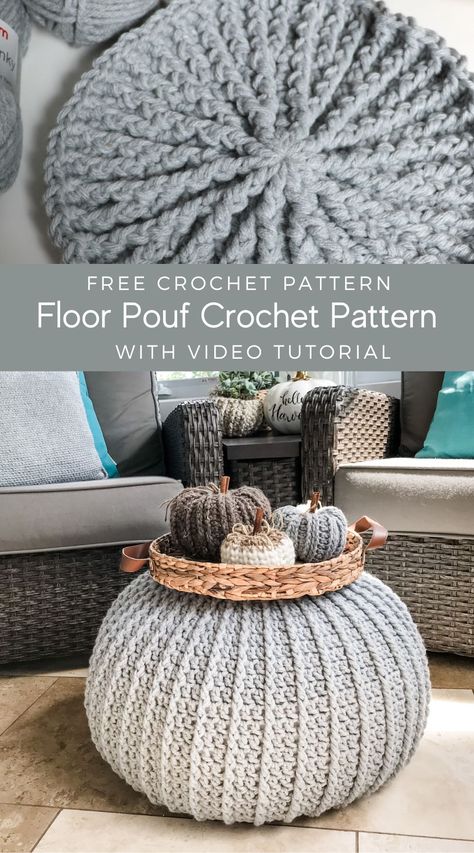 Crochet Floor Pouf, Crochet Floor Cushion, Crochet Pouf Pattern, Diy Pouf, Crochet Drawstring Bag, Crochet Pouf, Double Crochet Decrease, Knitted Pouf, Diy Ottoman