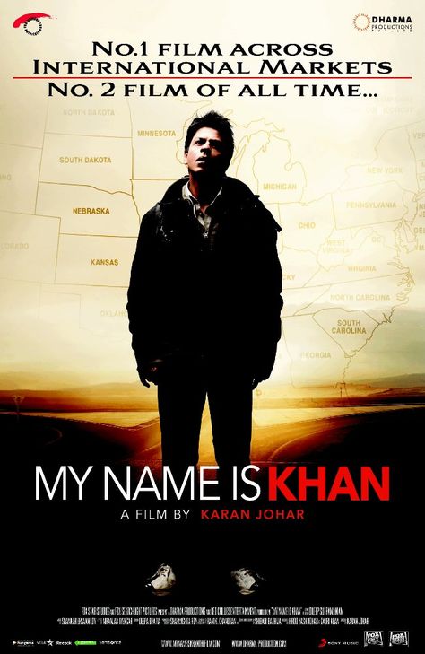 My Name Is Khan Shah Rukh Khan Quotes, My Name Is Khan, Shah Rukh Khan Movies, Srk Movies, Richest Actors, Dharma Productions, King Khan, Bollywood Posters, Lion King Art