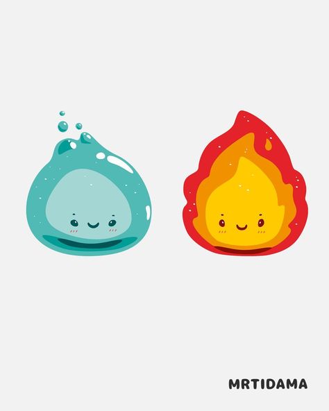 Fire And Water Drawing, Element Character Design, Elemental Character Design, Elemental Drawing, Water Character Design, Fire Character Design, Fire Doodle, Elemental Character, Water Character