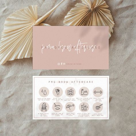 Brow Aftercare, Brow Business, Pmu Brows, Aftercare Cards, Printable Thank You Notes, Thank You Note Template, Makeup Business Cards, Loyalty Card Template, Brow Studio