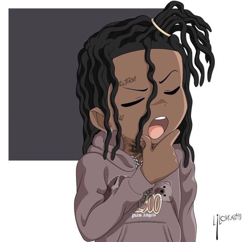 Black Anime Characters Dreads, Swag Boys Cartoon, Boy Cartoon Drawing, Black Dreads, Anime Rapper, Black Anime Guy, Thug Style, Iphone Wallpaper For Guys, Rapper Art