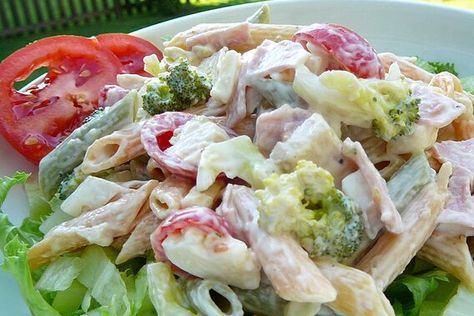 Cordon Bleu Salad Recipe | Allrecipes Cordon Blu, Chicken Club Pasta Salad, Parmesan Pasta Salad, Classic Pasta Salad, Super Salads, Crispy French Fries, Green Salad Recipes, Ham Salad, Parmesan Pasta