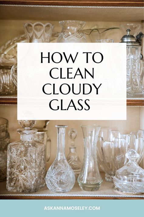 Have you ever purchased a glass vase from the store and it was really cloudy? Here's a simple way to clean cloudy glass, without soap and water. Cloudy Glasses, Crystal Dishes, Clean Pots, Easy Cleaning Hacks, Diy Cleaning Solution, Hard Water Stains, Household Cleaning Tips, Oven Cleaning, Diy Cleaners