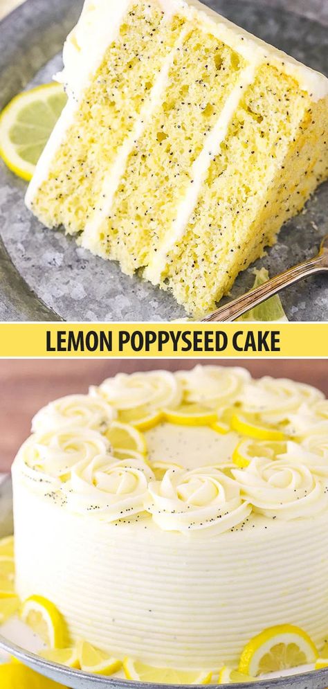 Lemon Poppyseed Cake Decoration, Lemon Poppyseed Chiffon Cake, Lemon Poppyseed Cake With Lemon Curd, Lemon Poppy Cake, Lemon And Poppy Seed Cake, Super Moist Lemon Cake, Lemon Poppyseed Cake Recipe, Easy Lemon Cake Recipe, Poppy Seed Cake Recipe