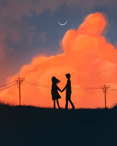 Sunset Scenery Drawing, Draw Sunset, Sunset Drawing, Drawing Sunset, Sunset Scenery, Scenery Drawing, Love Cartoon Couple, Couple Sketch, Person Drawing