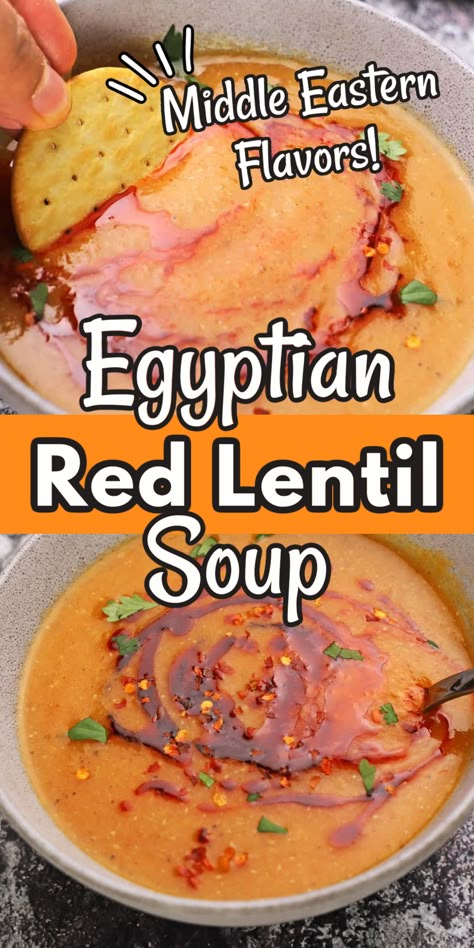 African Lentils, Middle Eastern Soup Recipes, Lentil Vegetable Soup Recipe, Middle Eastern Soup, Red Lentils Recipe Easy, Orange Lentil Recipes, Split Red Lentil Recipes Soups, Orange Lentils, Arabic Lentil Soup