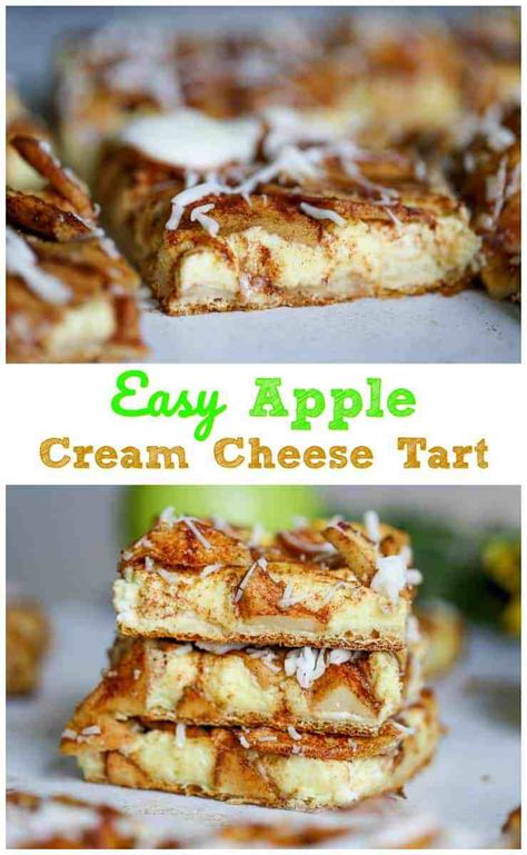 Easy Apple Cream Cheese Tart Cream Cheese Tart, Healthy Apple Desserts, Apple Cream Cheese, Cookie Brownie, Apple Cream, Cheese Tart, Cheese Tarts, Apples And Cheese, Pastry Crust