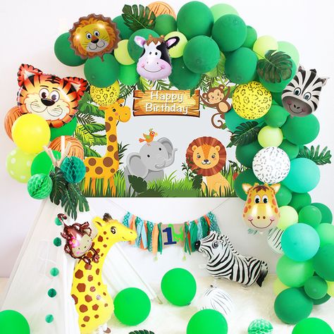 Jungle Theme Birthday Party Decoration Zoo Animal Foil Green Balloons Safari Party Tableware Cup Jungle Theme Birthday Party, Green Balloons, Jungle Theme Birthday, Cup Plate, Green Balloon, Theme Birthday Party, Zoo Animal, Safari Party, Birthday Party Decoration