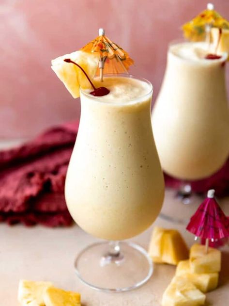 Pina Colada - House of Yumm The Best Pina Colada Recipe, Creamy Pina Colada Recipe, Frozen Pina Colada Recipe, Pina Colada Frozen, Creamy Pina Colada, Easy Pina Colada Recipe, Colada Drinks, House Of Yumm, Pina Colada Mocktail