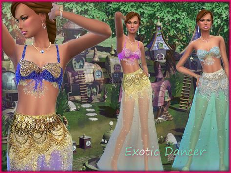 Downloaded - This is a belly dancing inspired set of clothes for your beautiful sims. Comes in 15 colors or styles.  Found in TSR Category 'Sims 4 Female Everyday' Dancer Clothes, Sims4 Clothing, Sims Lookbook, Toddler Poses, Sims 4 Anime, Sims 4 Cc Makeup, Sims 4 Cc Skin, National Clothes, Clothing Female