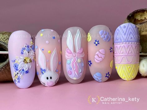 Easter Nails Design Spring, Easter Nails Easy, Easter Nail Art Designs, April Nails, Unghie Nail Art, Madam Glam, Bunny Nails, Easter Nail Designs, Easter Nail Art