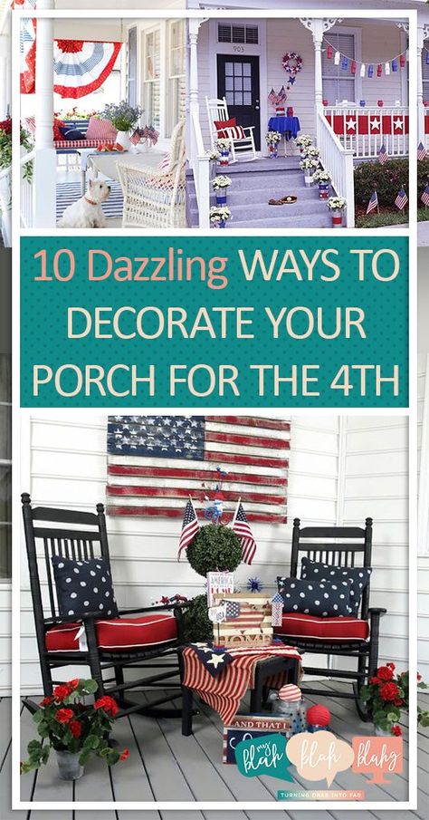 Cute Porch Decor Ideas, Cute Porch Decor, Fourth Of July Porch, Cute Porch, Holiday Porch Decor, July Home Decor, Small Porch Decorating, Diy Porch Decor, Spring Porch Decor